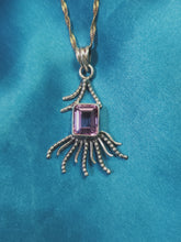 Load image into Gallery viewer, 4 carat color-changing synthetic Alexandrite and 925 sterling silver pendant.

