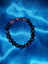 Load image into Gallery viewer, Pink stone and grey cat eye bracelet.
