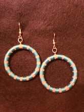 Load image into Gallery viewer, Teal wrapped ring earrings
