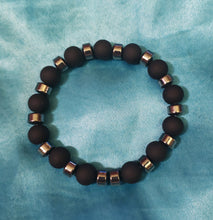 Load image into Gallery viewer, Black and hematite bracelet.
